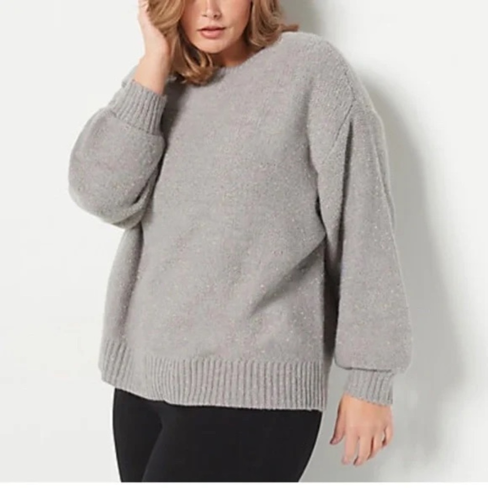 GIRL WITH CURVES Lurex Metallic Sweater A462910